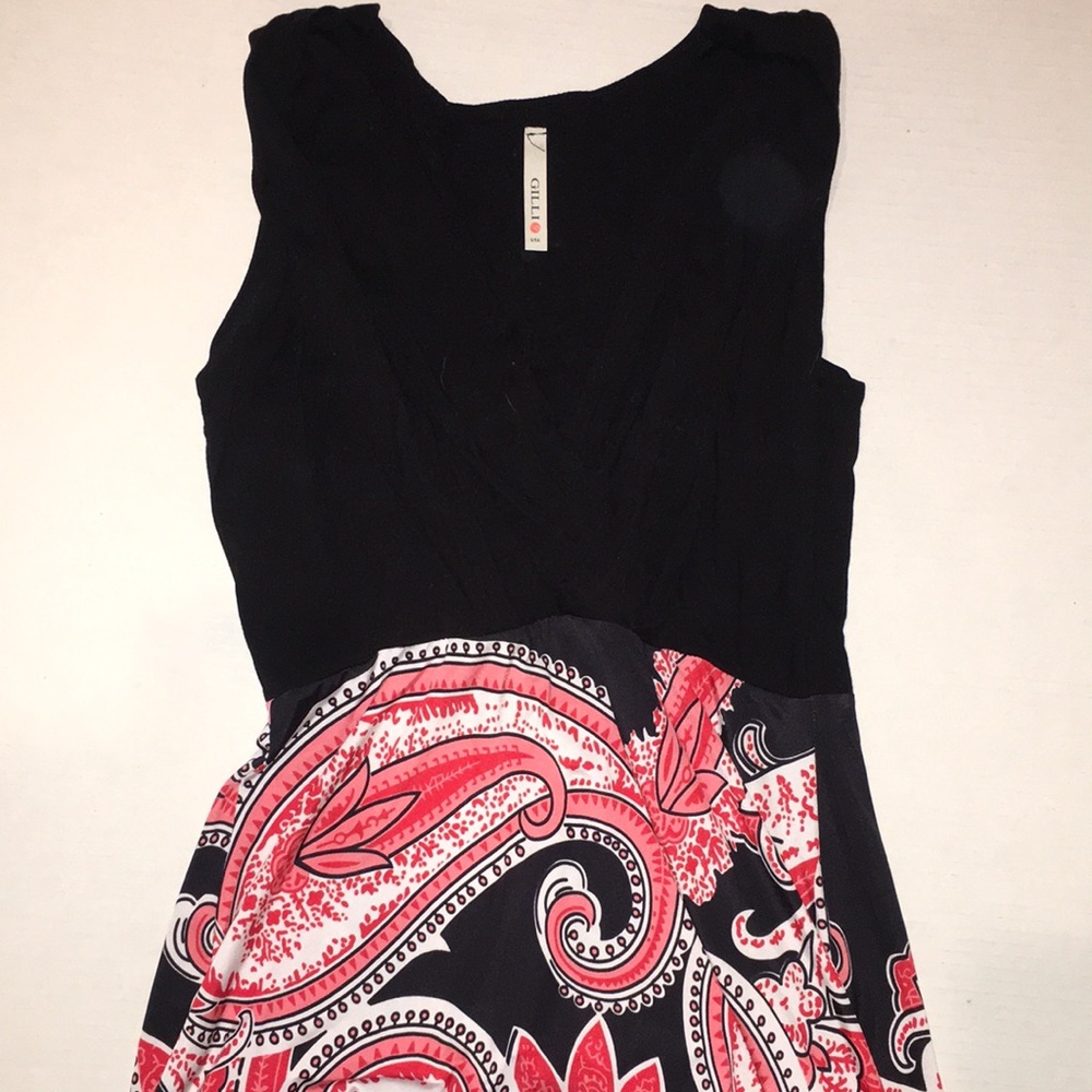 Gilli USA Sleeveless Black & Coral Paisley Maxi Dress – Small